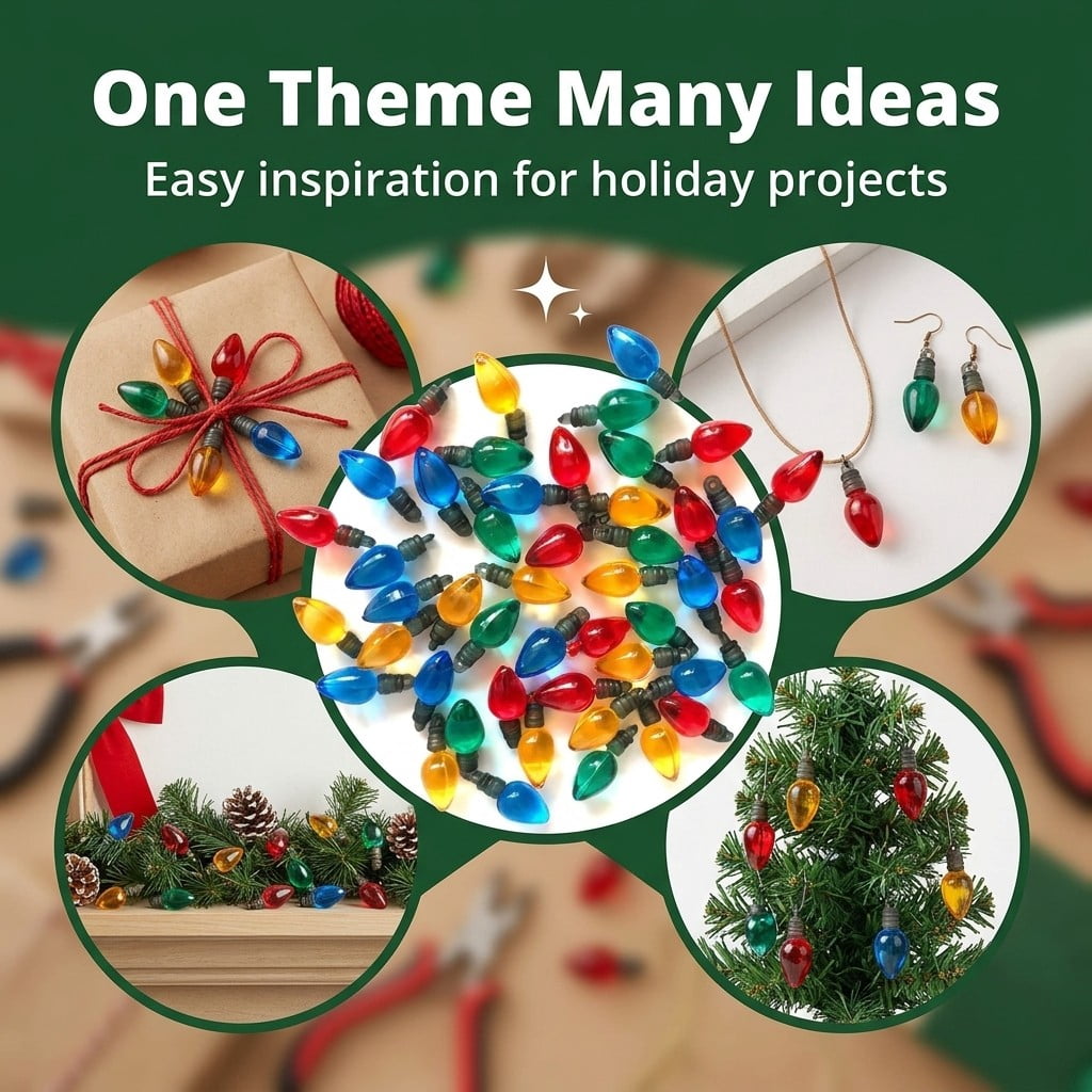 100 Assorted Colors Christmas Light Buttons Embellishments for DIY Arts & Crafts