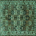 thumbnail image 1 of Ahgly Company Machine Washable Indoor Square Persian Turquoise Blue Traditional Area Rugs, 4' Square, 1 of 4