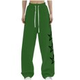 thumbnail image 2 of WXLWZYWL Women's Casual Baggy Sweatpants Star Printed High Waist Drawstring Trousers Wide Leg Parachute Joggers Winter Clothes, 2 of 5
