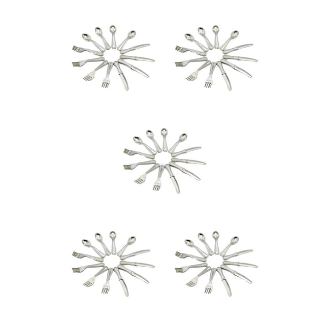 serony 12 Pcs Miniature Plates Realistic Elegant Appearance Fork Exquisite Tableware Model Minihouse Accessories Meaningful Gift A-silver 5Set