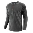 thumbnail image 2 of Zimjoy Long Sleeve T Shirts for Men Crewneck Henley Button Down Tops Casual Slim Fit Clothes Fall Lightweight Ropa De Hombre, Gray L, 2 of 4