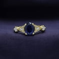 thumbnail image 3 of AFFY Oval Cut Simulated Blue Sapphire & Cubic Zirconia Fashion Ring in 14k Yellow Gold Over Sterling Silver Ring Size - 5, 3 of 8