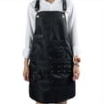 thumbnail image 1 of HLONK Non-Slip Hairdresser Apron with Tool Storage - Black PU Strap  Adjustable Shoulder Straps  Multiple Pockets for Scissors  Combs & Clips - Ideal for Barbering  Baking & Home Kitchen, 1 of 4