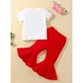 thumbnail image 3 of Franhais Baby Girls Summer Clothes Set Letter Print Short Sleeves T-shirt Tops and Stretch Casual Flare Pants, 3 of 9