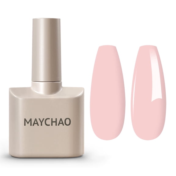 MAYCHAO 15ML Solid Light Pink Soak off UV LED Gel Nail Polish, Semi Permanent Long Lasting Varnish for Salon & Home DIY Nail Manicure