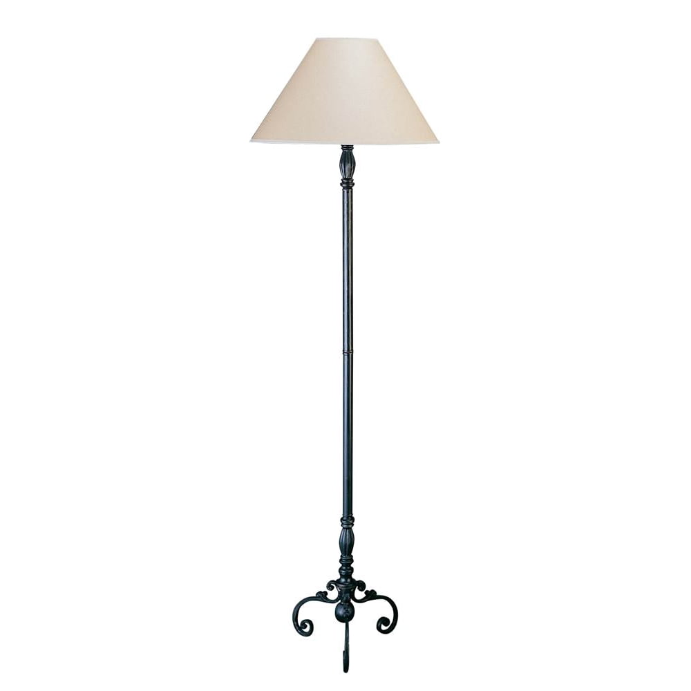 Wrought Iron Floor Lamp w Shade in Rusty Black Finish