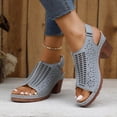 thumbnail image 6 of CQONEPT Women’s Elegant High Heel Sandals Fashion Hollow Out Breathable Peep Toe Chunky Heels Orthopaedic Wide Width Sandals Gray 43, 6 of 6