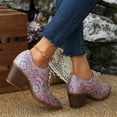 thumbnail image 4 of Vintage Embroidered Dress Boots for Women Ethnic Pointed Toe Stacked Chunky High Heel Fall Oxfords Combat Ankle Booties Light Purple Size 6.5, 4 of 6