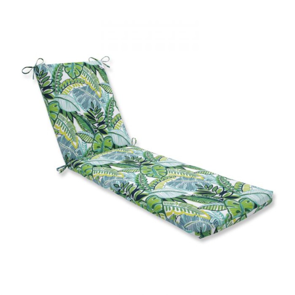 80" Green and White Tropical Outdoor Patio Chaise Lounge Cushion
