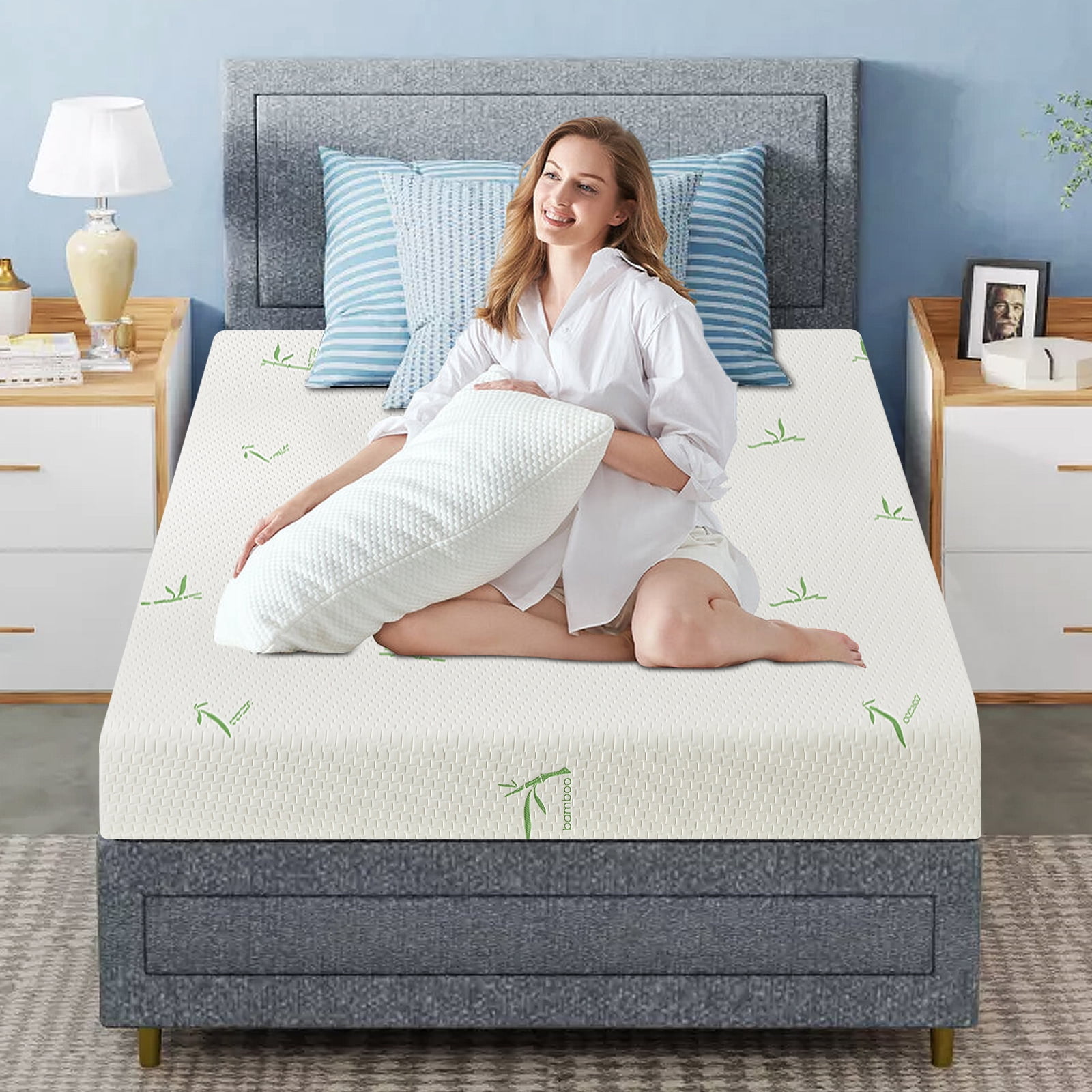 BMMB 8 Inch Twin size Memory Foam Mattress with Breathable Bamboo Fabric Cover in a Box for Kids, CertiPUR-US Certified