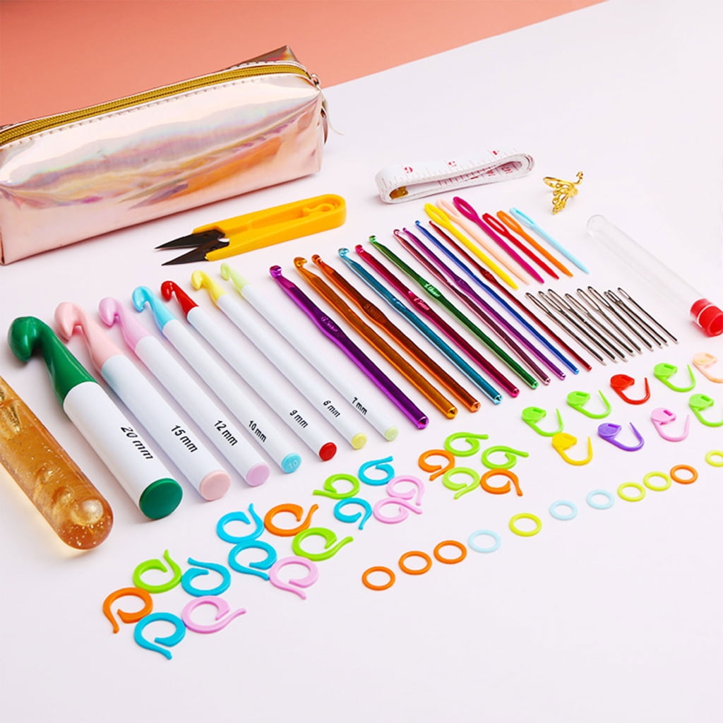 Sofullue 83 Pcs Soft Handles Crochet Needles Weave Yarn Kits Ergonomic Crochet Hooks Set