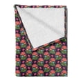 thumbnail image 2 of Floral Soft Flannel Fleece Blanket, Folkloric Themed Cultural Ornamental Flowers Pattern Blooming Print, Cozy Plush for Indoor and Outdoor Use, 50" x 70", Dark Purple and Multicolor, by Ambesonne, 2 of 5