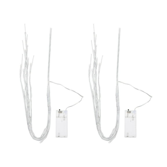 COSMOBETTY Artificial Birch Tree With Lights Plastic 2Pcs 26In Long