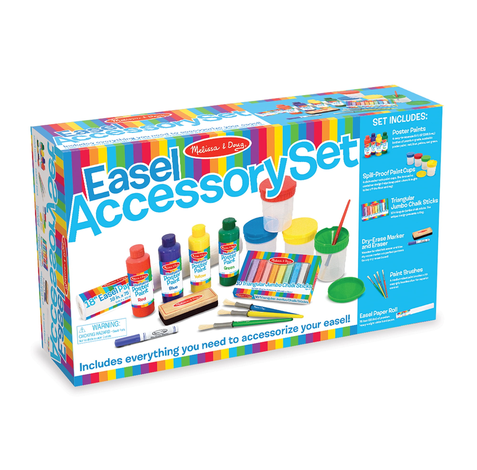 Melissa Doug Easel Accessory Set, Paint, Cups, Brushes, Chalk, Paper