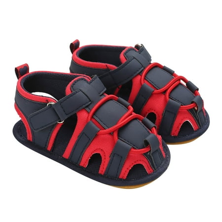 

DNDKILG Baby Toddler Girls Boy Summer Soft Sole Sandals Slippers Infant Beach Non-Slip Plaid First Walkers Shoes Red 6M-2Y