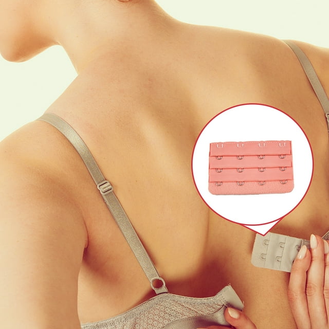 Extension Strap Bra Extenders Buckle Underwear Breathable Elastic 4 Hook Breathable Practical Accessories Adjustable Replacement 3 Rows Underwear peach pink