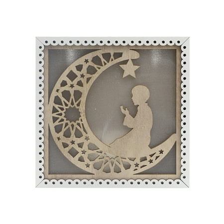 

HZEWLS Ramadan Decorations Eid Mubarak Wooden Lamp Ramadan Light LED Table Lamp Openwork Crescent Moon Star Lantern for Home Party Decor Eid Gifts Muslim Ramadan Eid Festival Night Light (I)