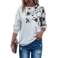 thumbnail image 3 of Camiseta de manga larga para mujer con cuello redondo y sudadera casual 2023 Otoño Invierno Sudaderas con estampado floral, 3 of 5