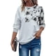 thumbnail image 3 of Camiseta de manga larga para mujer con cuello redondo y sudadera casual 2023 Otoño Invierno Sudaderas con estampado floral, 3 of 5