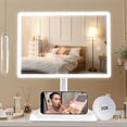 thumbnail image 1 of Rechargeable Makeup Vanity Mirror with Lights, Large Lighted Desk Makeup Mirror with 96 LED Lights and 10x Magnifying Mirror, 3 Color Lighting, Light up Make up Mirror with Phone Holder, 1 of 5