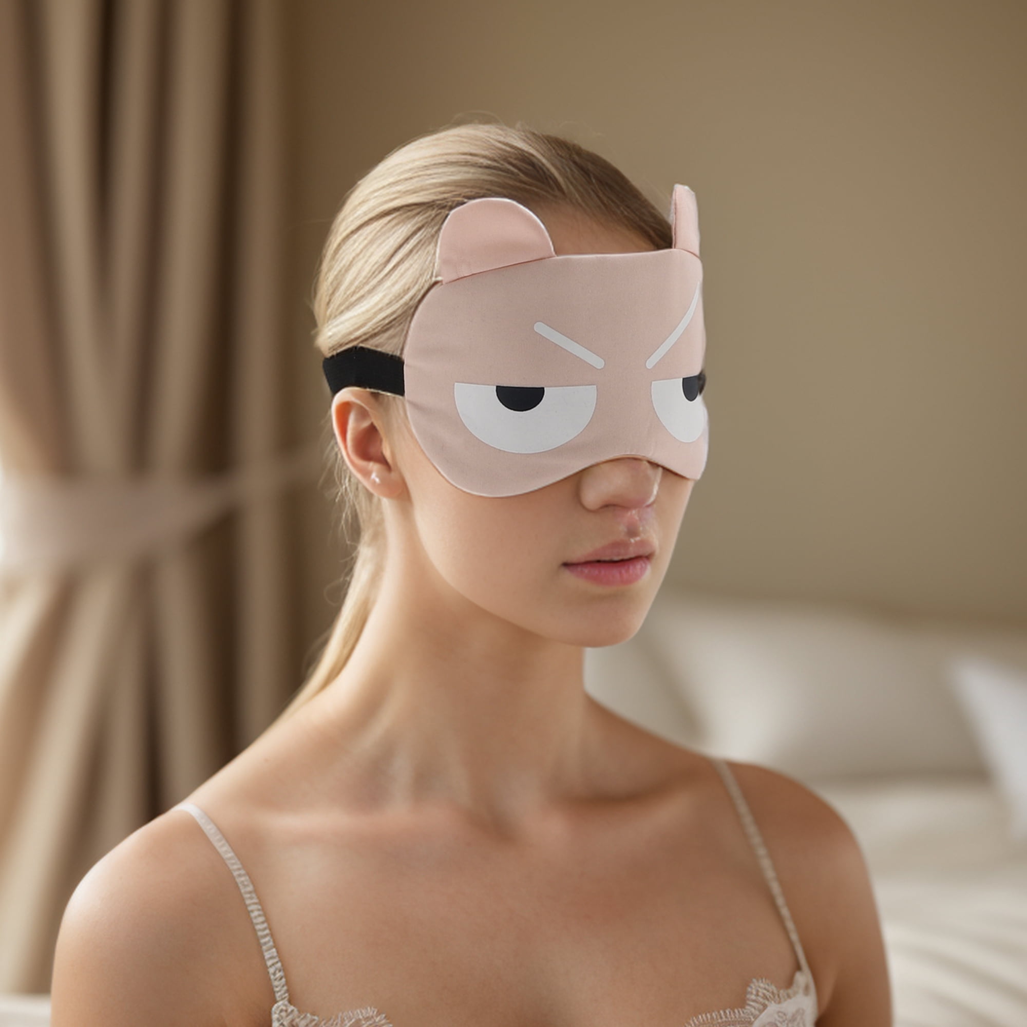 Unique Bargains Soft Cartoon Angry Eyes Sleep Mask Pink Eye Shade Cover