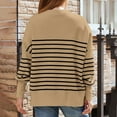 thumbnail image 4 of Wancir Womens Striped Sweaters Casual Cotton Knitted Long Sleeve Pullover Sweater 2024 Fashion Color Block Round Neck Tops, 4 of 9