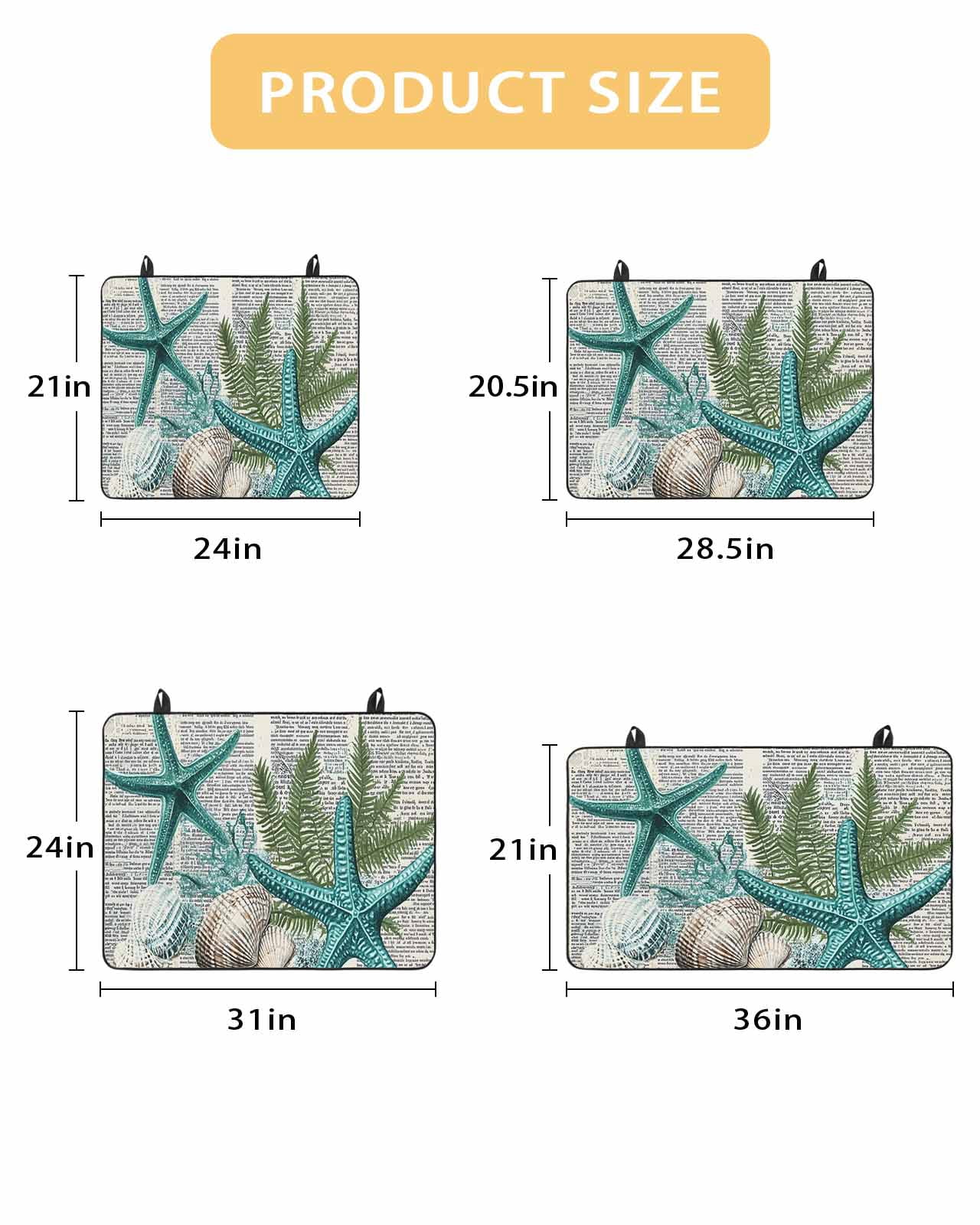 nqOlkjepod Large Induction Cooktop Protector Mat 31"x24", Coastal Teal Starfish Stove Top Covers for Electric Stove, Summer Ocean Beach Shell Pine Leaf Stove Burner Cover Mats, Glass Top Stove Cover