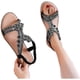 thumbnail image 3 of Sandalias planas bohemias para mujer Playa con diamantes, Sandalias de diamantes con correa de tacón bajo Wmkox8yii  shjk929, 3 of 9