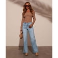 thumbnail image 6 of Women's High Waist Wide Leg Straight Jeans with Patch Pockets - Stretch Denim Casual Pants for Everyday Wear, 6 of 6