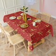 thumbnail image 3 of Red Christmas Golden Reindeer Pattern Rectangle Tablecloth 60"x102",Waterproof Polyester Rectangle Table Cloth, Wipeable Spillproof Polyester Tablecloth for Dining, Camping, Indoor and Outdoor, 3 of 6