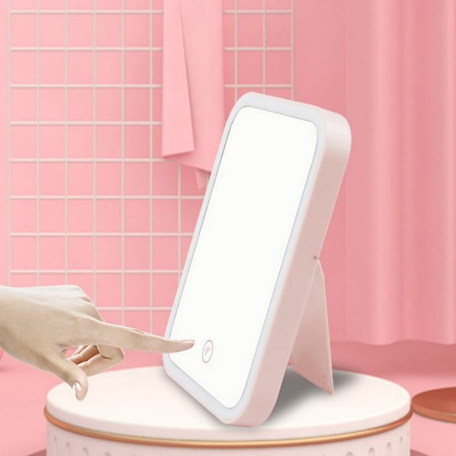Makeup Mirror with Lights Travel Vanity Mirror Touchscreen Switch Portable for Cosmetic(Pink)