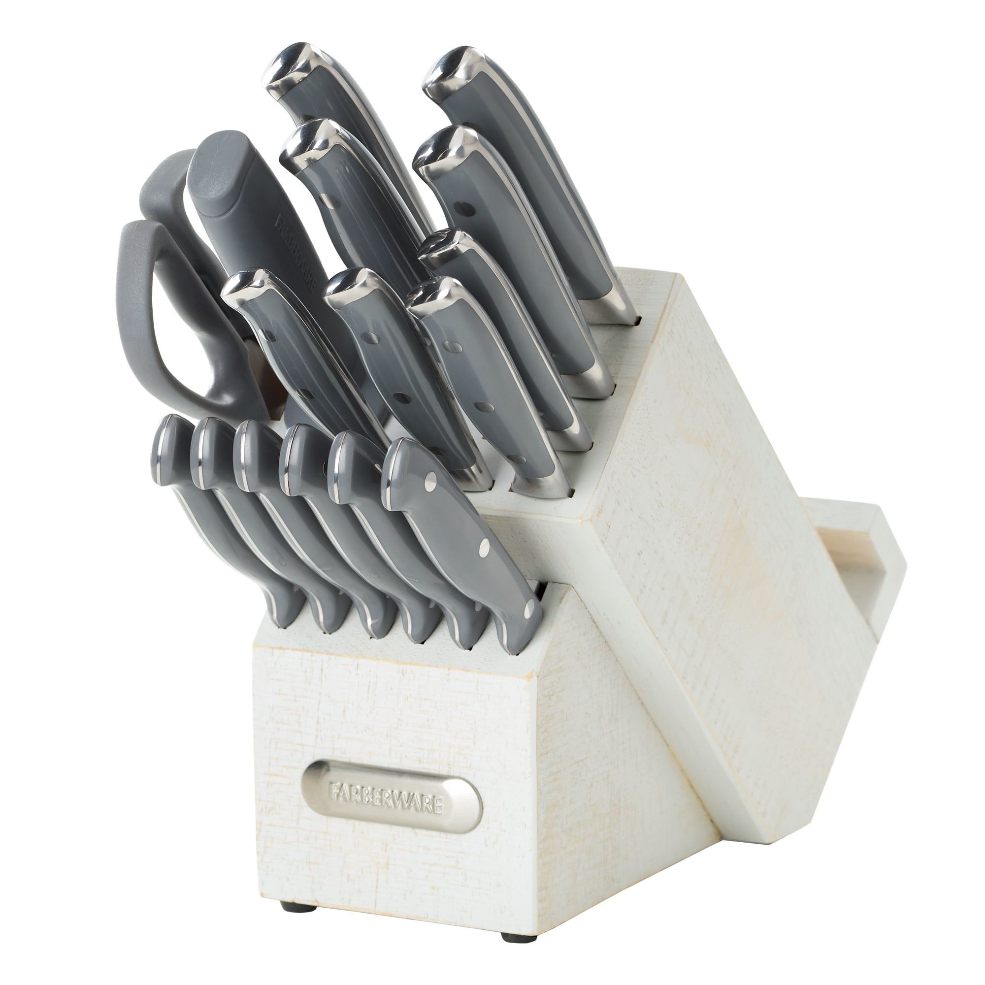 Farberware Professional 17Piece Whitewash Knife Block Set With