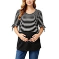 thumbnail image 2 of breaise Womens Nursing Tops Stripe Breastfeeding Shirts Short Sleeve Double Layer Maternity Shirt, 2 of 8