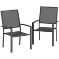 thumbnail image 1 of Outsunny Stackable Patio Chairs, Outdoor Dining Chairs Set of 2, Black, 1 of 10