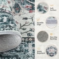 thumbnail image 6 of KoshiMe Washable Area Rug 9'x12', Non-Slip Soft Vintage Distress Floral Rugs for Living Room, Stain Resistant Low Pile Medallion Carpet for Dining Room Office, Navy Blue White Teal Colorful, 6 of 9