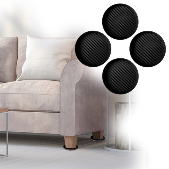 Non-Skid Rubber Furniture Pads, 2" x 2" Round Anti-Scratch Caster Cups, Heavy Duty Floor Protectors for Chairs Beds and Couches, 4 Piece