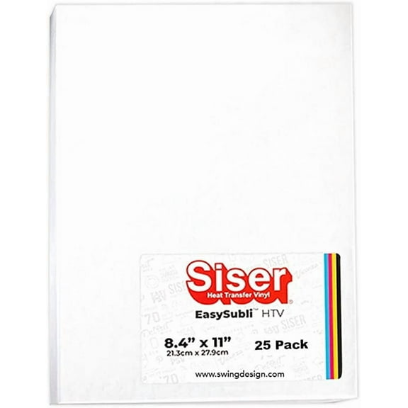 Siser EasySubli Sublimation Heat Transfer Vinyl, 8.4" x 11", 25 Count