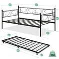 thumbnail image 2 of Yesfashion Twin Daybed with Trundle Metal, Twin Trundle Bed Frame Sofa Bed Frame for Living Room, Bedroom, Apartment, No Box Spring Needed, Space Saving, 2 of 8
