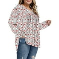thumbnail image 6 of Womens Christmas Tops Shirts Long Sleeve Plus Size Cute Print Pleated Casual Holiday Graphic Tees Blouses, 6 of 8