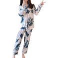 thumbnail image 1 of Womens Satin Pajama Set Button Down Sleepwear Long Pj S-2XL, 1 of 3