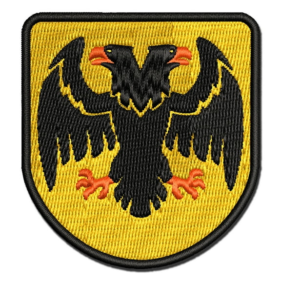 Double Headed Eagle Heraldry Applique Multi-Color Embroidered Iron-On Patch - 2.5 Inch Small