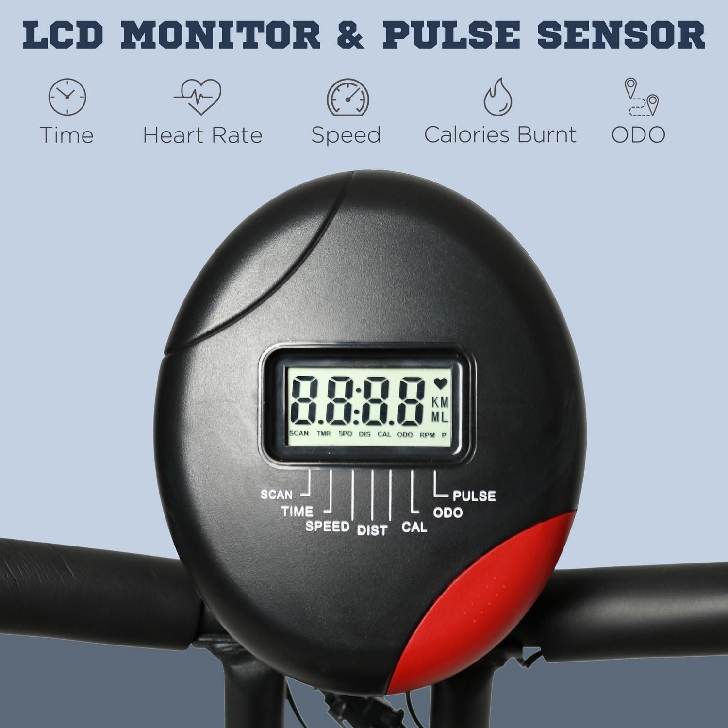 Soozier Vélo d'exercice pliable Vélo d'exercice stationnaire Vélo droit Cardio Workout Résistance à 8 niveaux