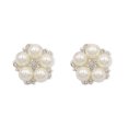 thumbnail image 1 of 2 Pieces Hairpin Headdress Flat Back Non-perforated Design Shiny Rhinestones Beautiful Pearl Flower Buckle for Dancing Party Type 5, 1 of 7