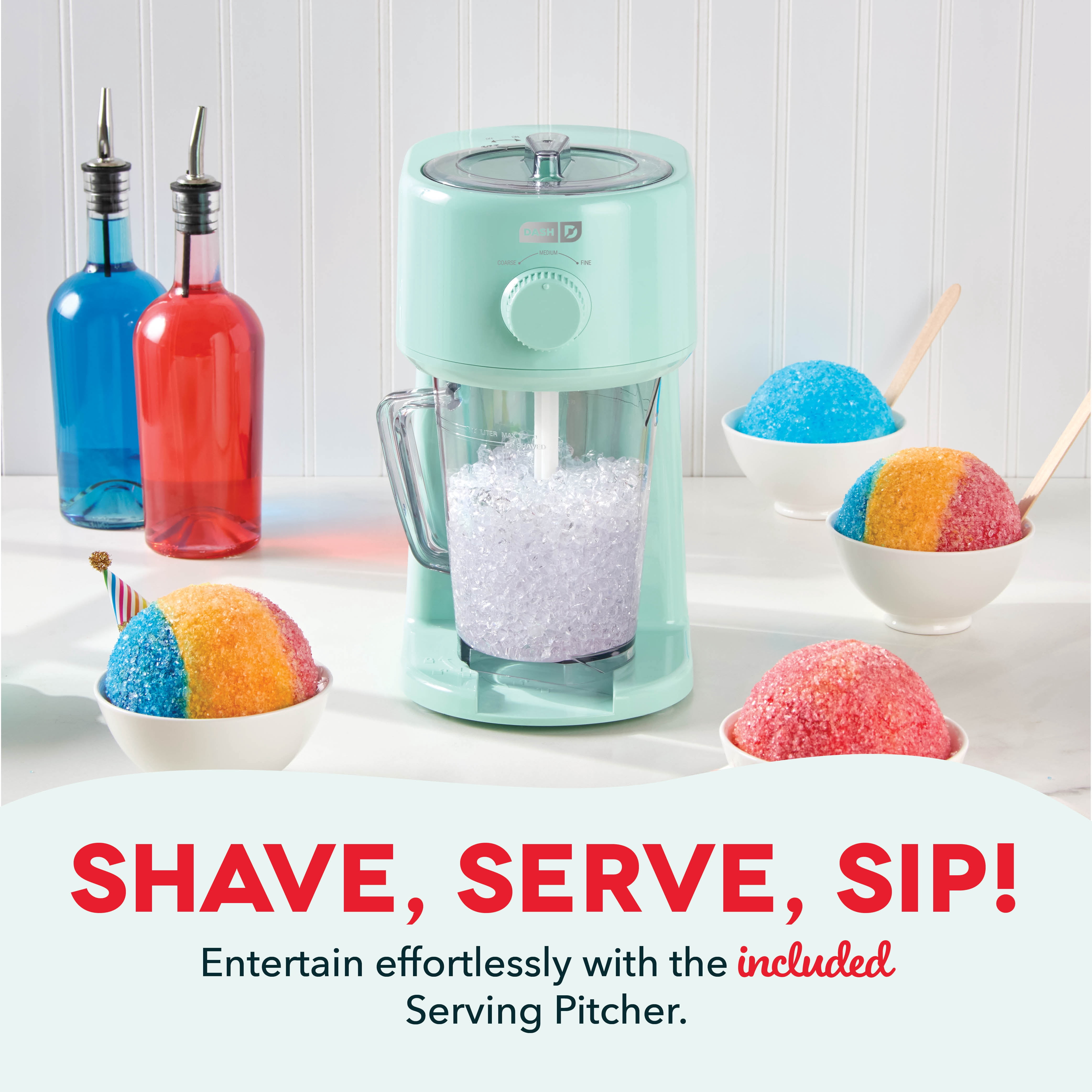 Dash Deluxe Shaved Ice & Slushy Maker with Serving Pitcher, 1L, Multi-Purpose Ice Shaver Machine for Homemade Shaved Ice, Snow Cones, Slushies, Cocktails & More, Aqua