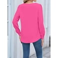 thumbnail image 2 of Womens Dressy Casual Blouse Business Long Sleeve Tops Ruffle V Neck Work Shirt 2025 Rose Red M, 2 of 8