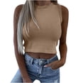thumbnail image 1 of Yuyuzo Débardeur Côtelé pour Femmes Sans Manches Col Rond Crop Top Tricoté Extensible Slim Basique, 1 of 7