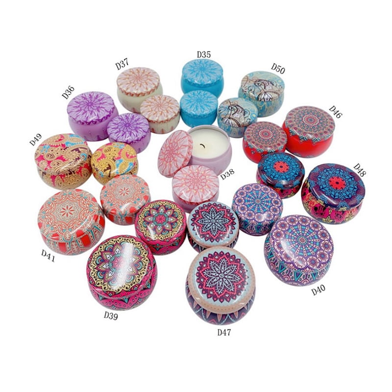 1PCS Tinplate Candy Box Cookie Case Home Decor Festive Drum-shaped Supplies US