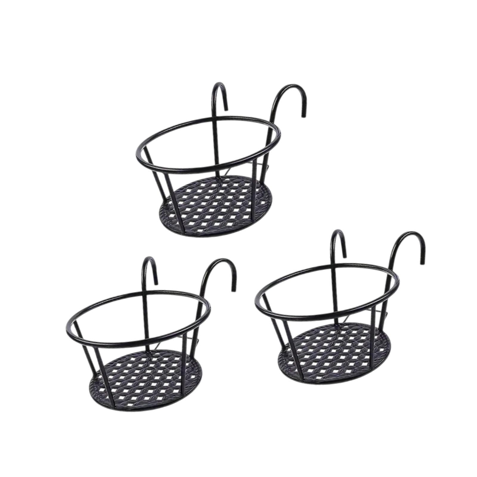 simhoa 3x Hanging Planter Basket Above The Rail Flower Pot Holder Around Hanging Railing Planters for Window Courtyard Outdoors in The Interior Outdoors Black