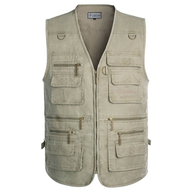 Chaleco de primavera y otoño para hombre, chaleco de trabajo de pesca multibolsillos extra grande para personas de mediana edad y mayores, chaleco informal para exteriores