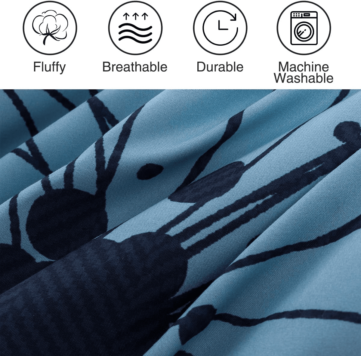 Btargot 6 Piece Navy Comforter Sets King Adult Floral Bedding Set Botanical Boho Flower Bed-in-a-Bag